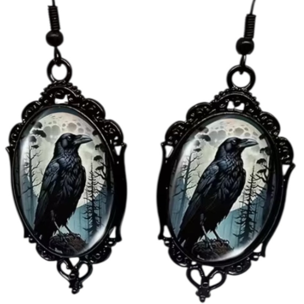 Camden Layne Black Raven Earrings - Picture 3 of 3